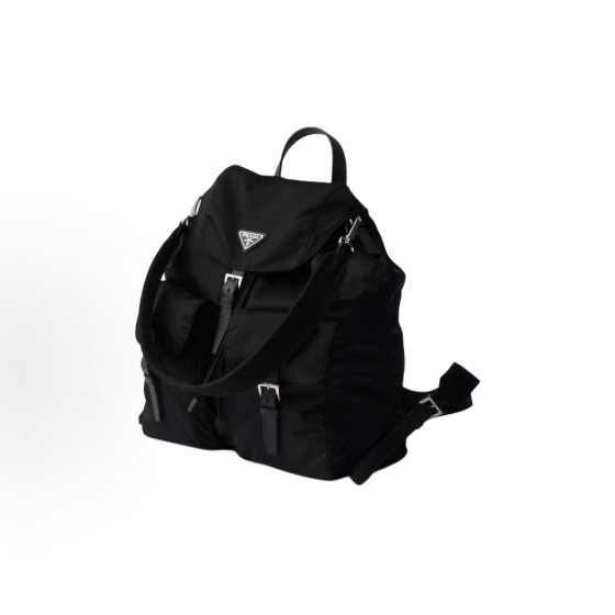 PRADA Re-Nylon silver hardware accessories backpack for men in black